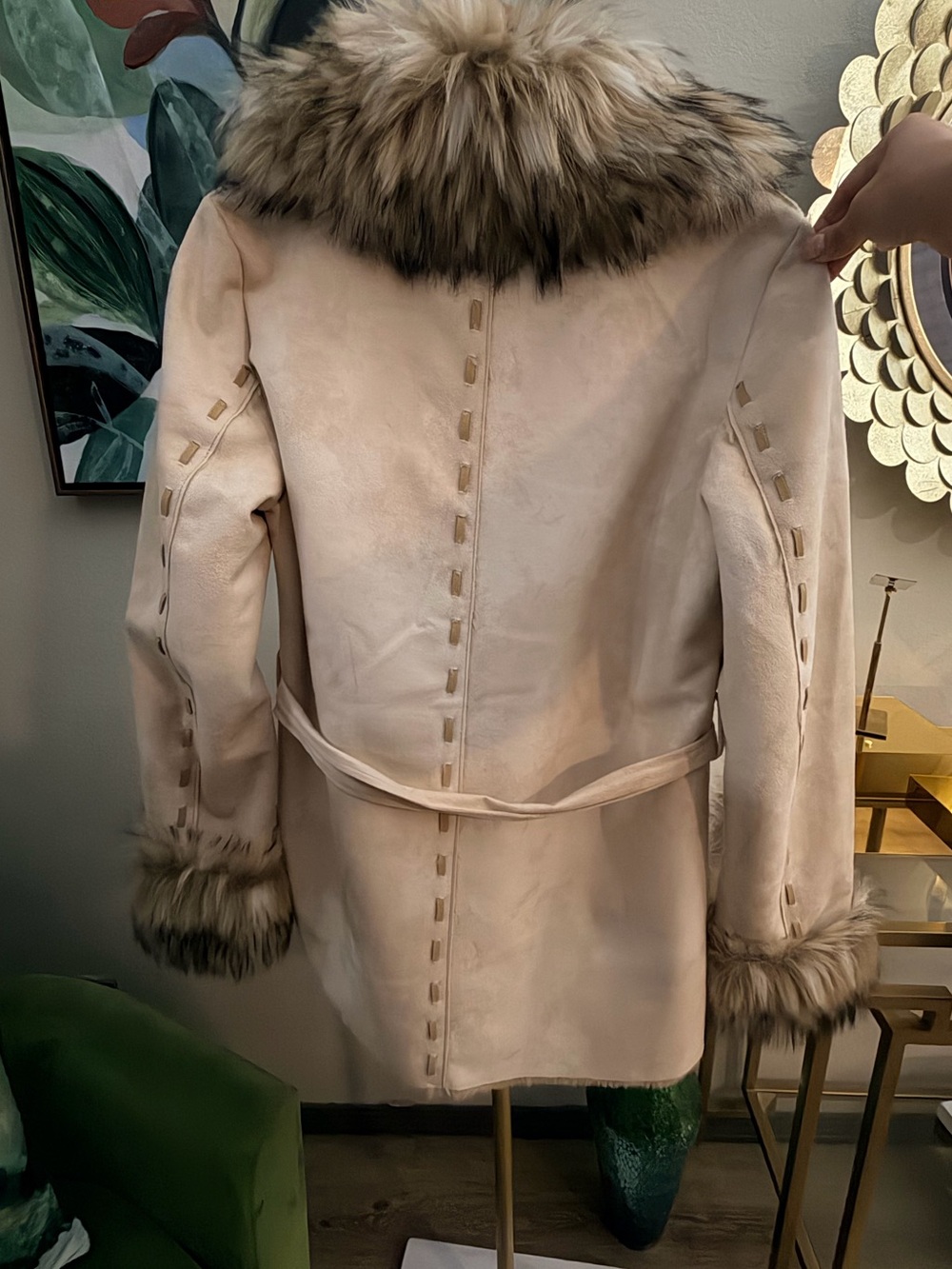 Tasha Polizzi Cream Coat with Faux Fur Trim - Picture 4 of 17